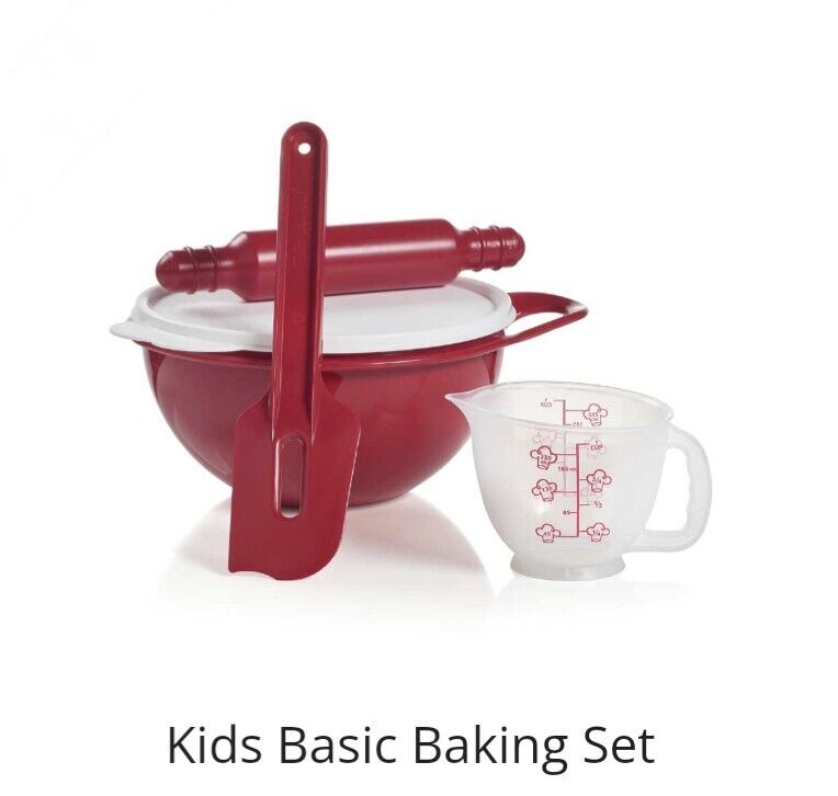 Tupperware Kid's Baking Set Mini 6-piece Set-Red-NEW