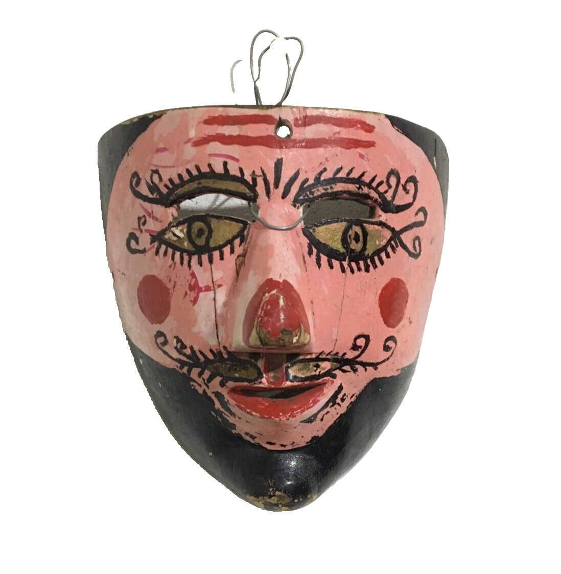 Antique Mexican Santiago or Pilato Mask, Folk Art Sierra Norte de Puebla