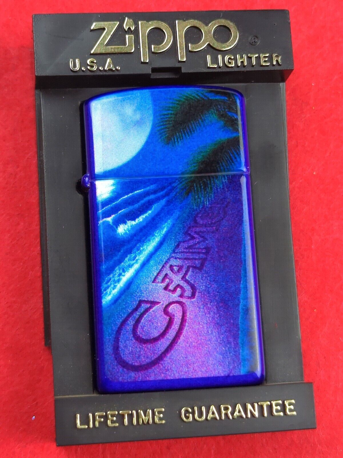 Zippo CAMEL MOONLIGHT BEACH on Purple Gloss Finish SLIM Lighter- APR (D-IX) 1993