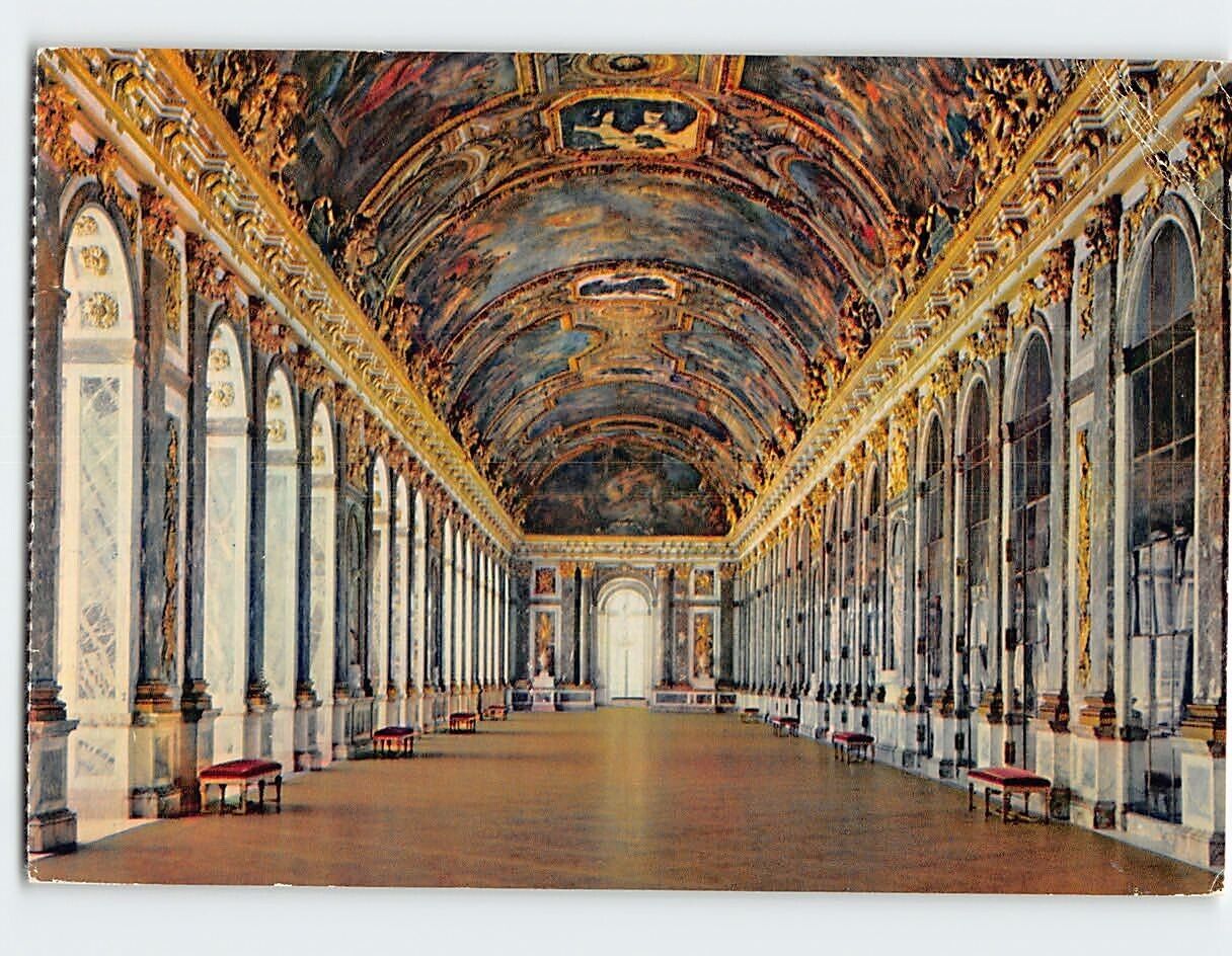Postcard The Mirror Gallery, Chateau De Versailles, France