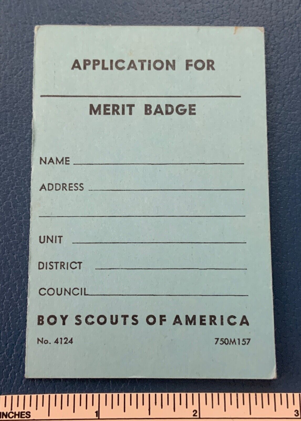 Vintage 1950s BOY SCOUTS OF AMERICA Application for MERIT BADGE CARD BSA Award