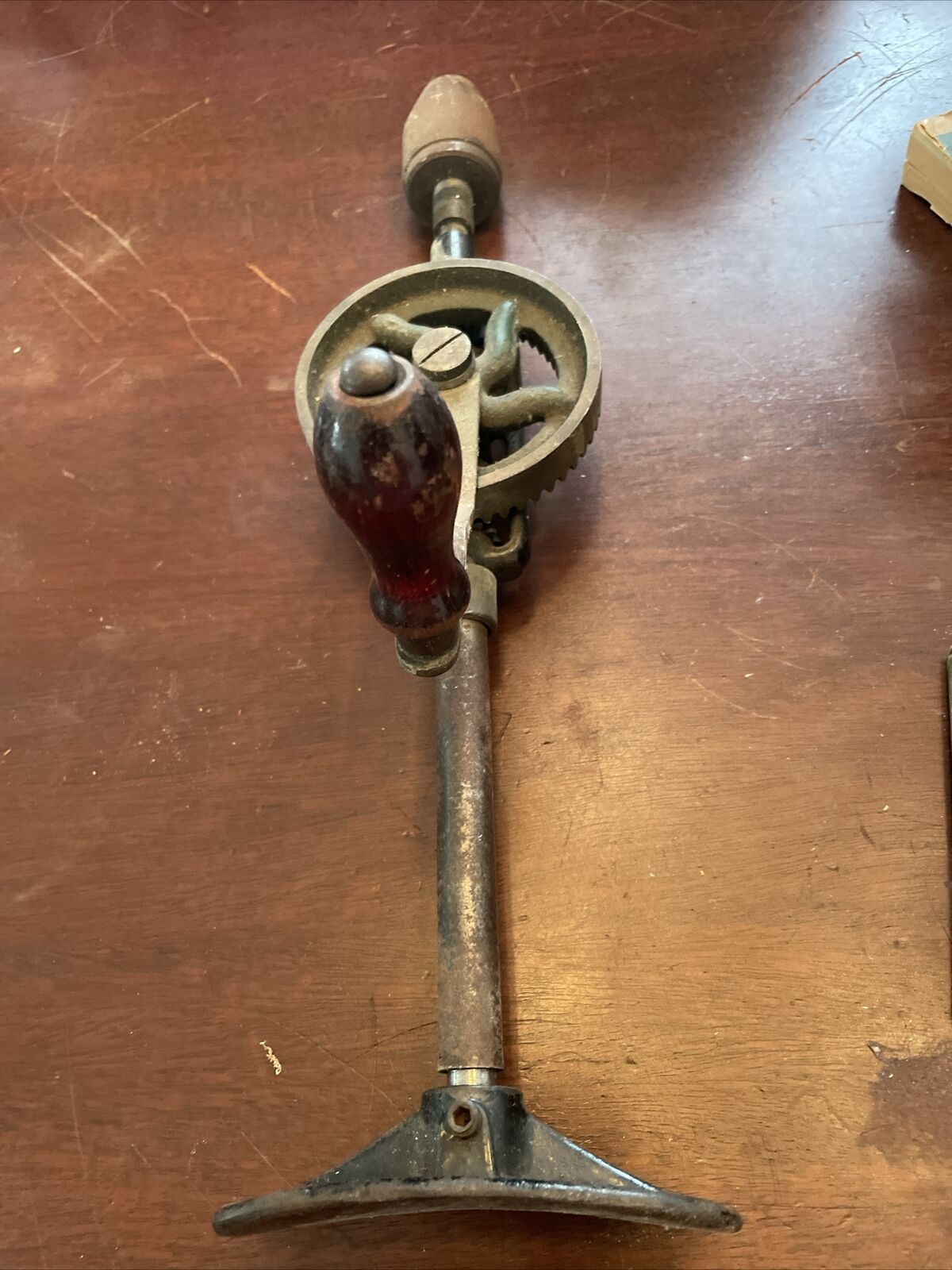 UNMARKED BRASS HAND DRILL-ANTIQUE TOOL