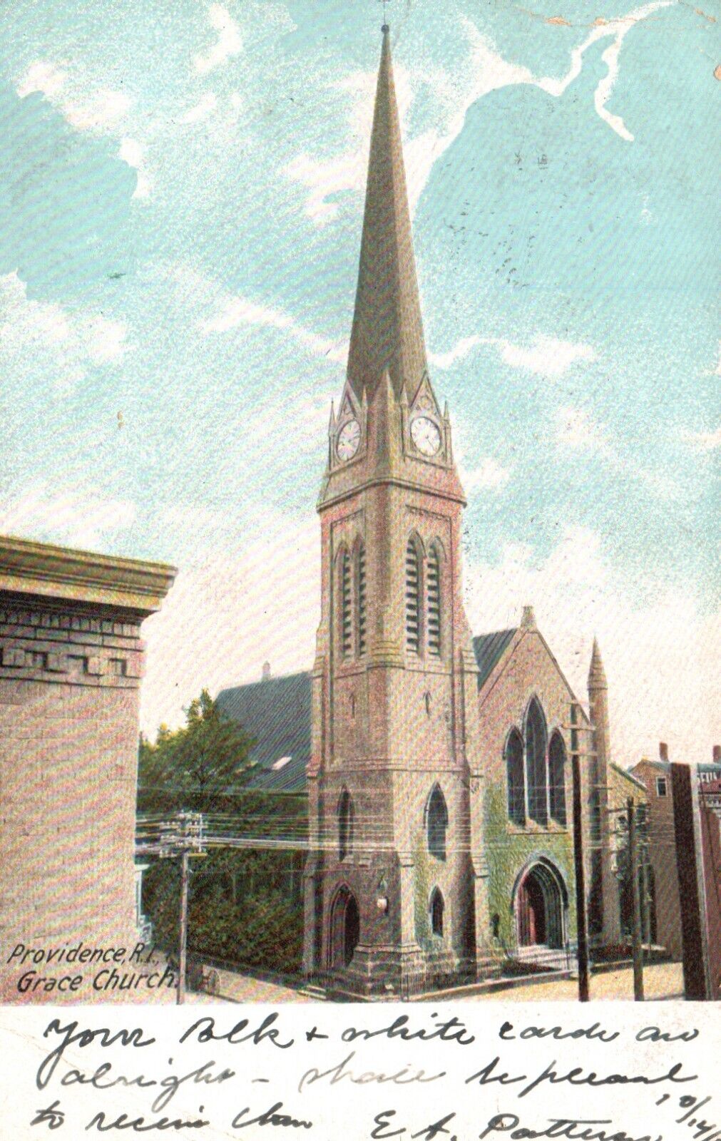 Postcard RI Providence Rhode Island Grace Church 1905 UDB Vintage PC f2370
