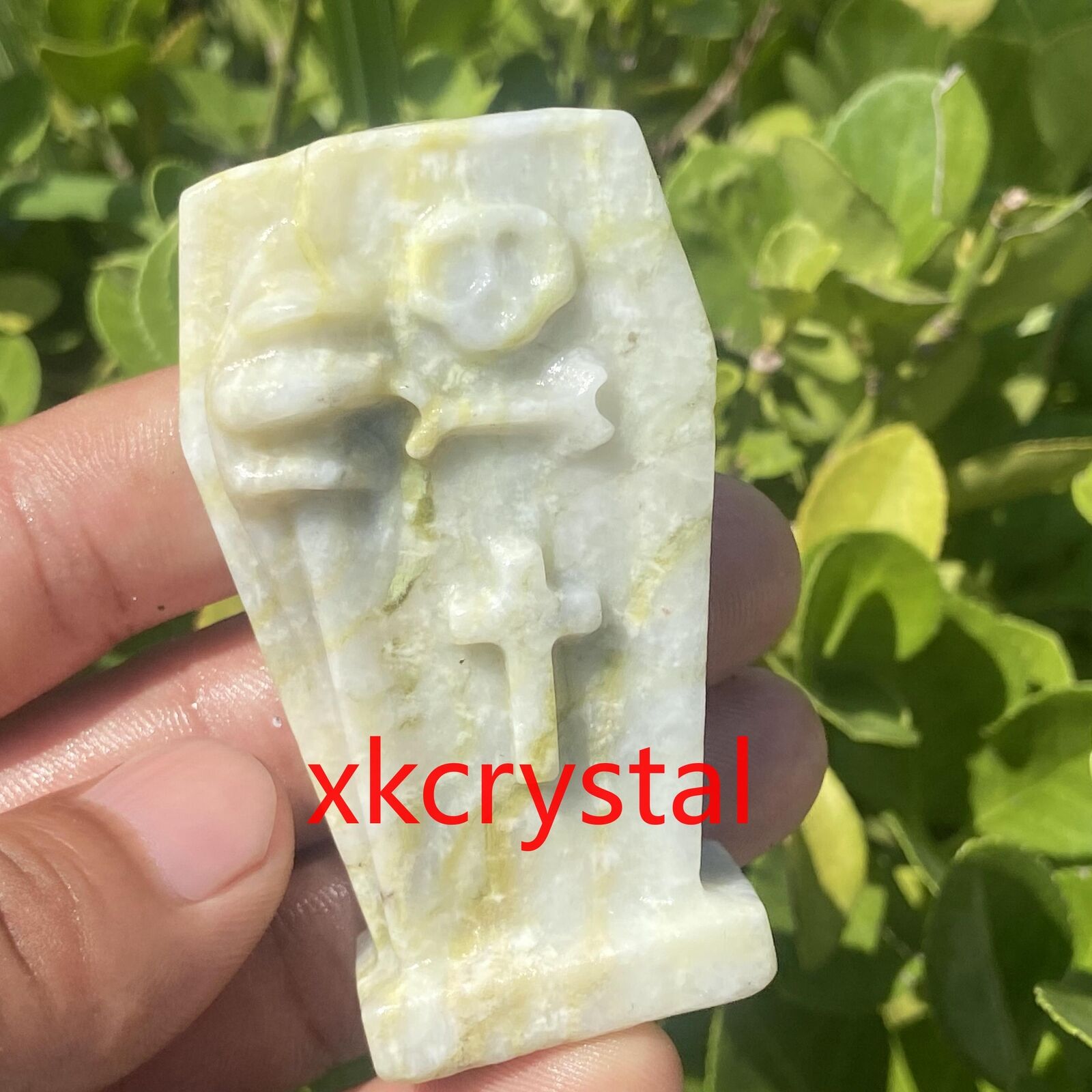 1p Natural Map stone Quartz Crystal Hand Carved cross tombstone skull Reiki 2.7\