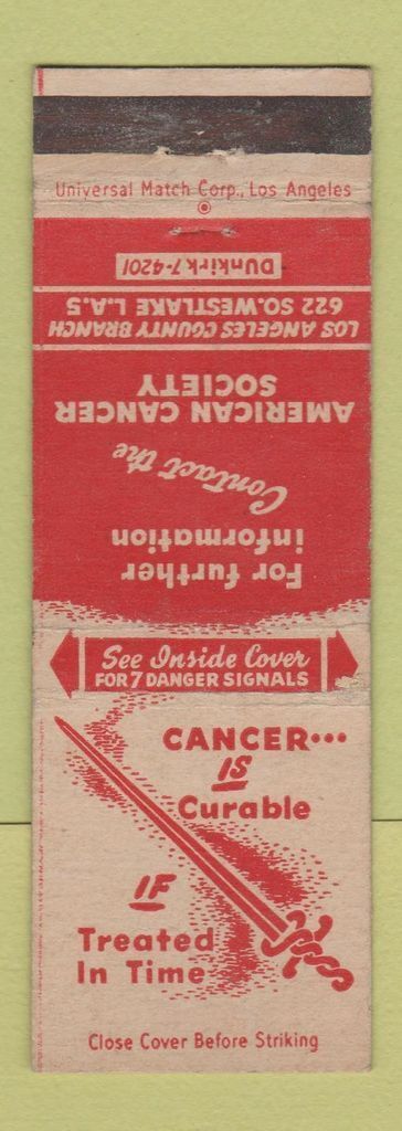 Matchbook Cover - American Cancer Society Los Angeles CA