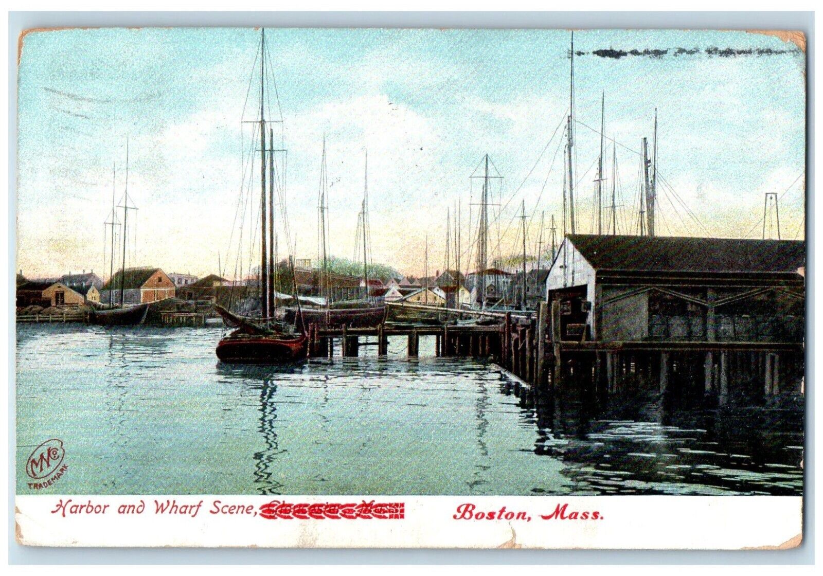 1911 Harbor And Wharf Scene Boston Massachusetts MA Posted Antique Postcard
