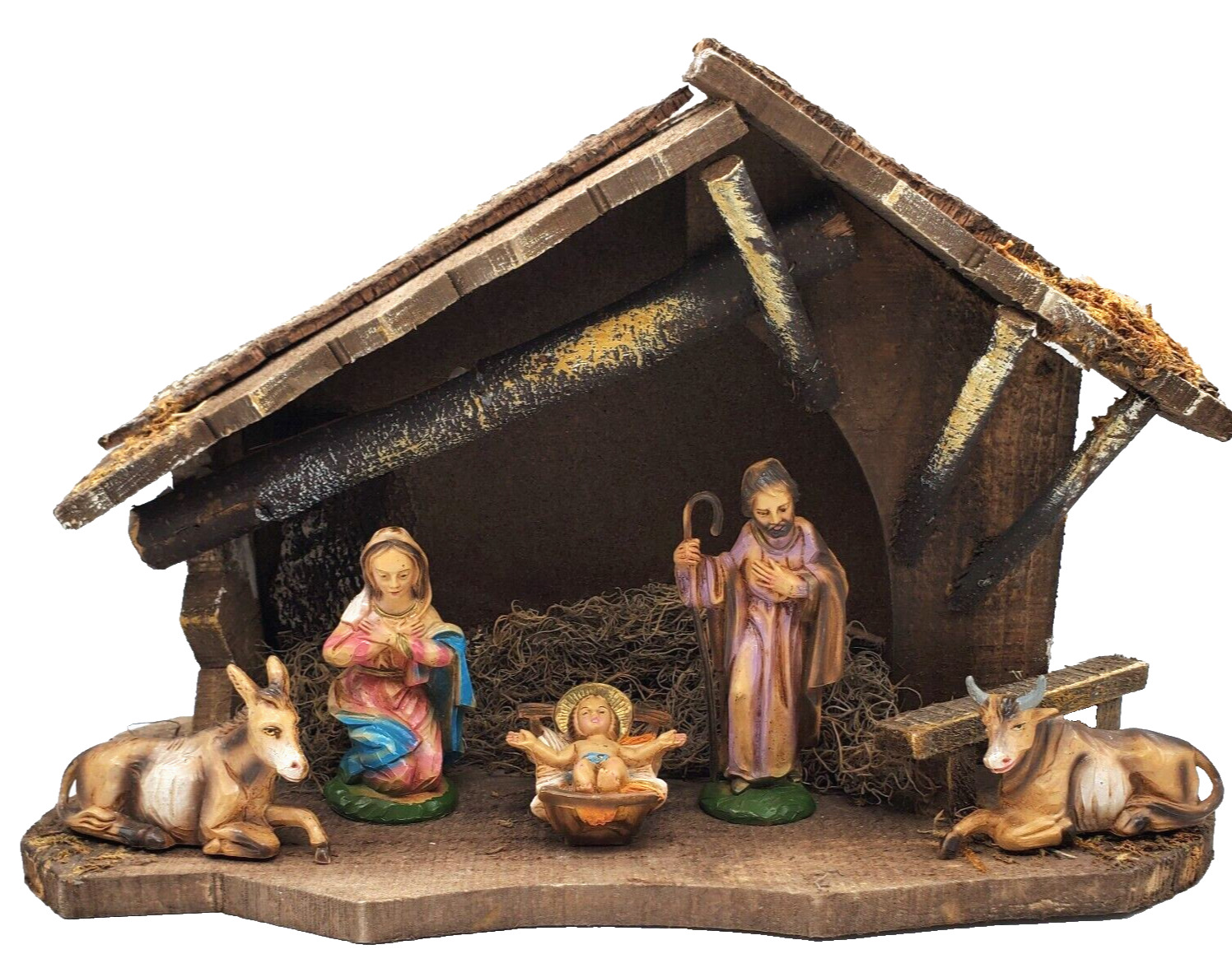 VTG Italian Nativity Set Creche Statues Manger Stable Jesus Christmas Heirloom 