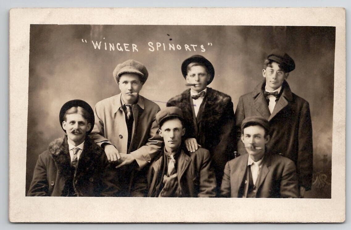 RPPC Winger MN The Spinorts Slick Young Men Cigars Hats Photo Postcard R30