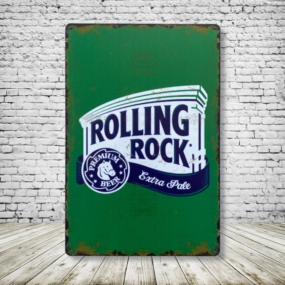 Rolling Rock Beer Vintage Style Tin Metal Bar Sign Man Cave Collectible New