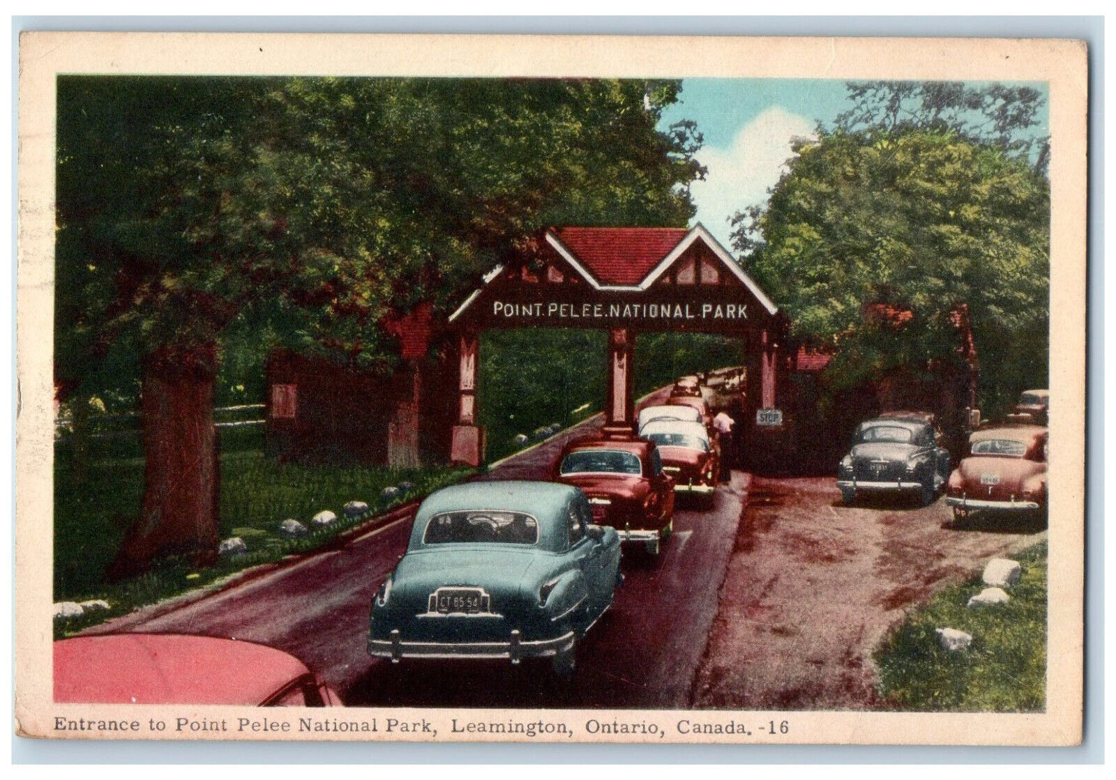 1958 Entrance to Point Pelee National Park Leamington Ontario Canada Postcard