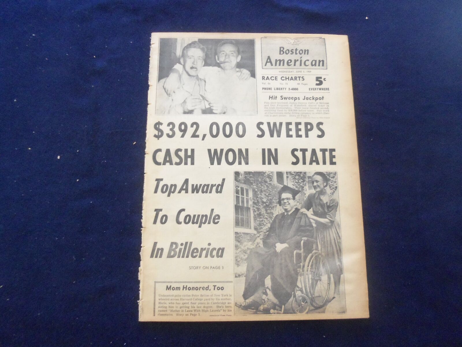1959 JUNE 3 BOSTON AMERICAN NEWSPAPER - SHELLEY WINTERS STORY - NP 6224