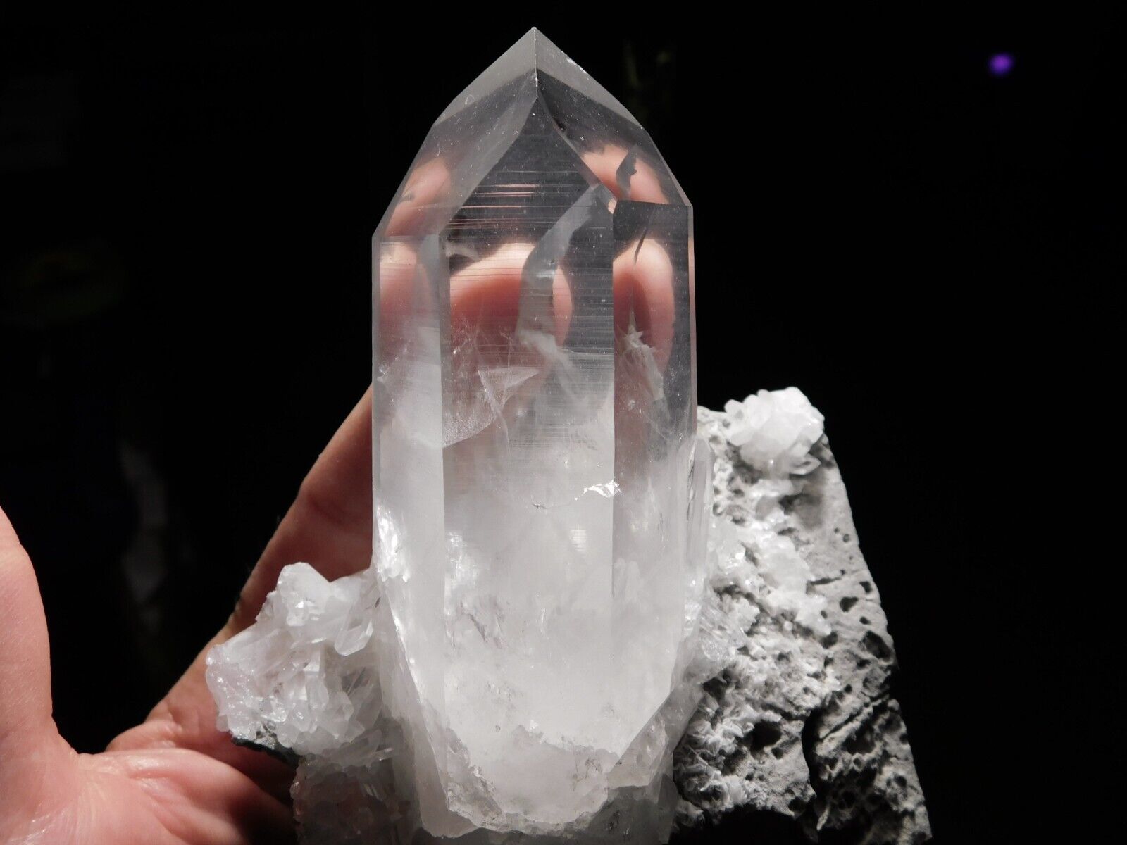 Big HEALED Tibetan Lemurian Quartz Crystal Cluster with Matrix Tibet 808gr