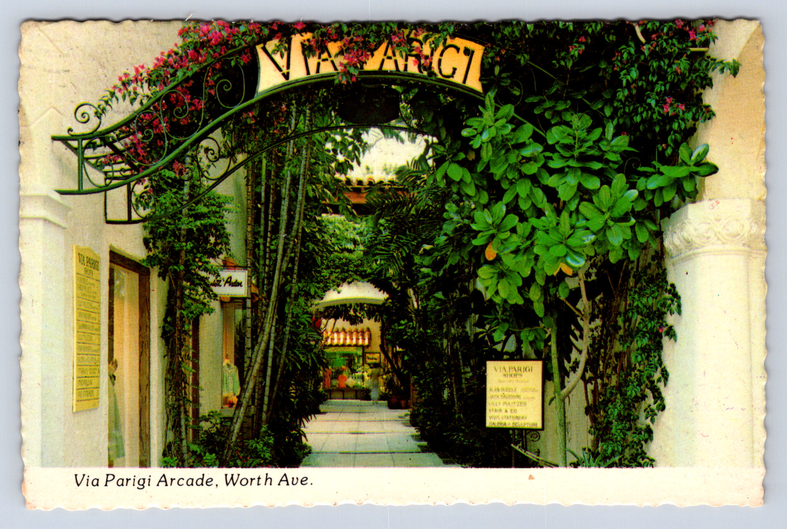 Vintage Postcard Via Parigi Arcade Worth Ave Palm Beach Florida