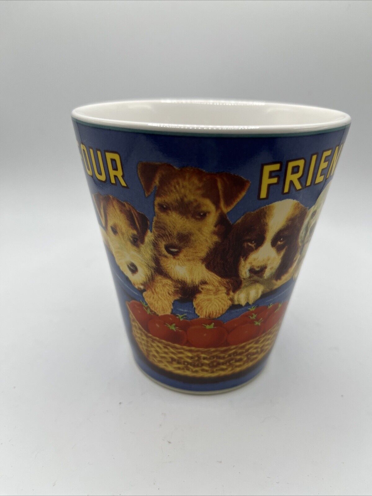 Ceramic Coffee Tea Mug Vintage Labels Oneida Puppies