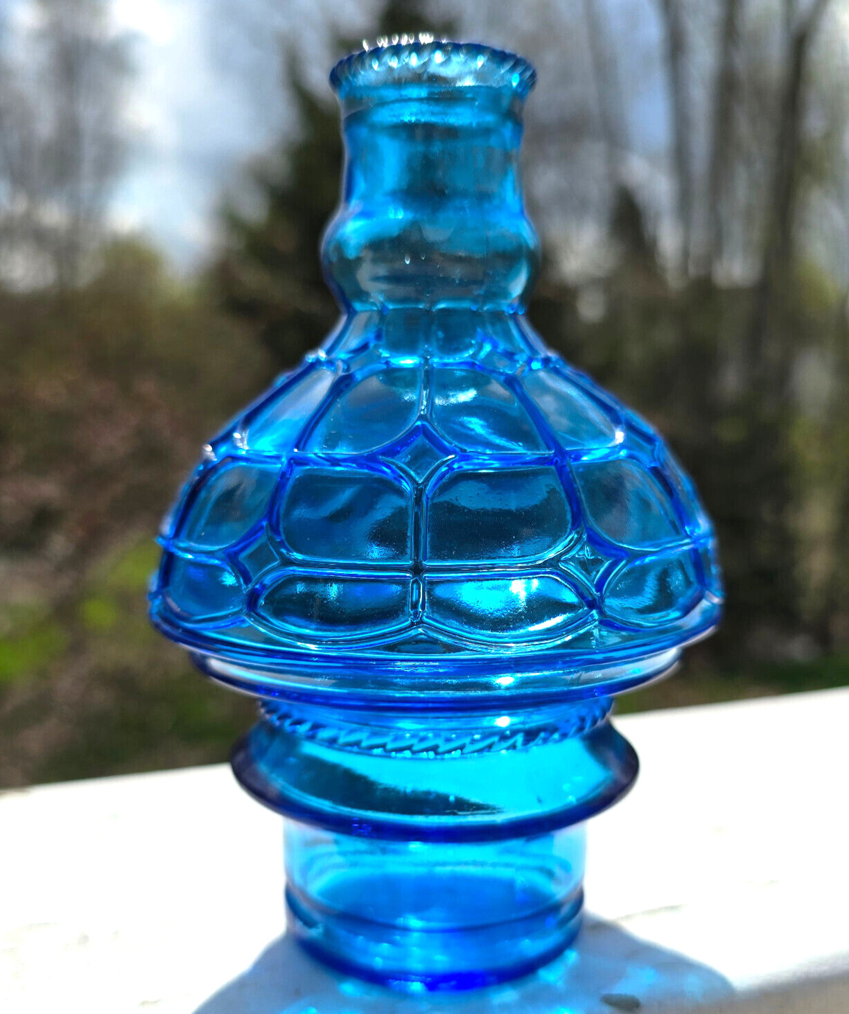 VTG Wheaton Glass Blue Fire Extinguisher Bottle With Honeycomb Pattern 6\