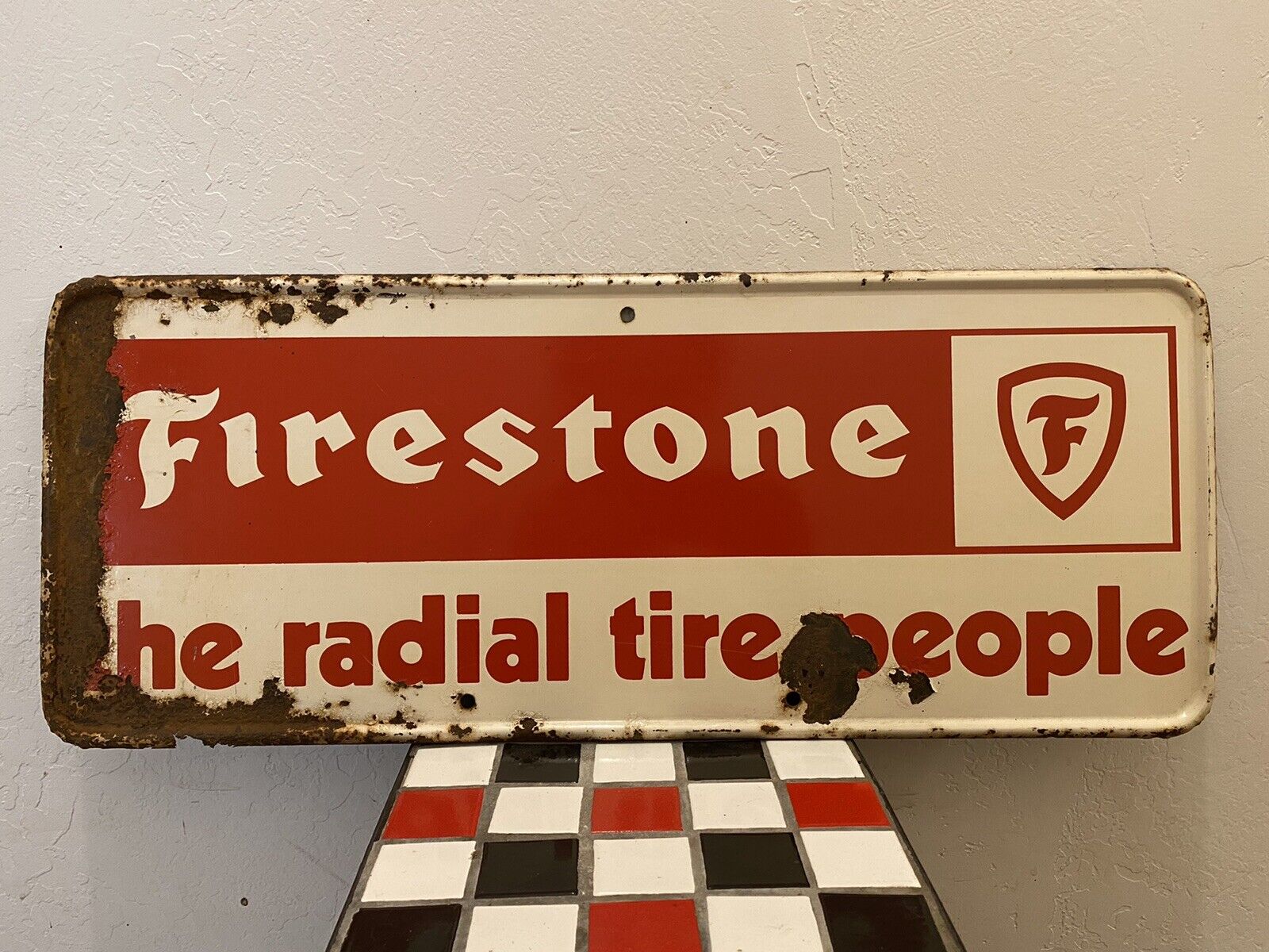 Firestone The Radial Tire People  Sign 25”x9.75”