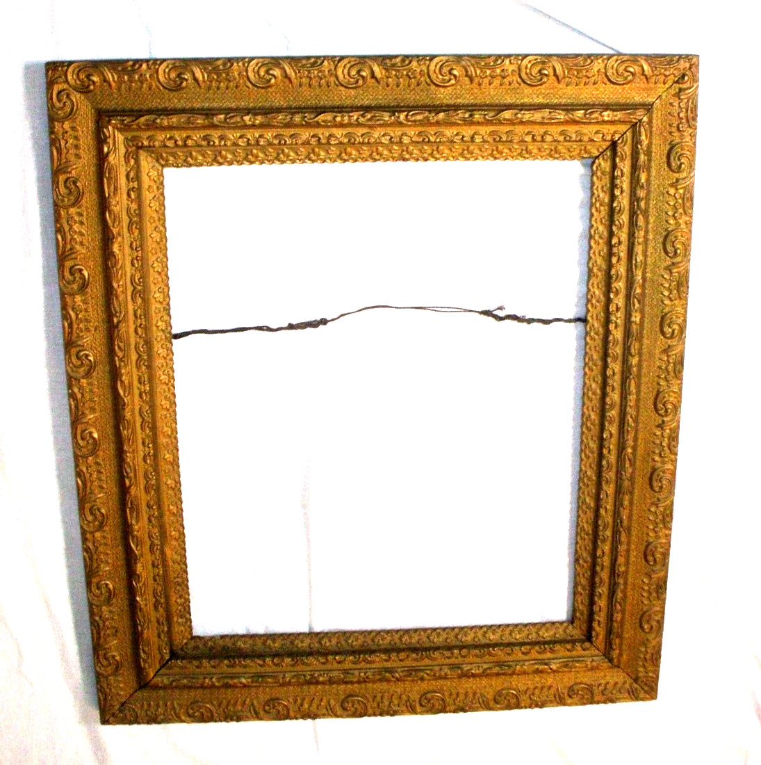 Larger Vintage Gold Tone Ornate Wooden  Picture Frame 26.5 by 30.5 in