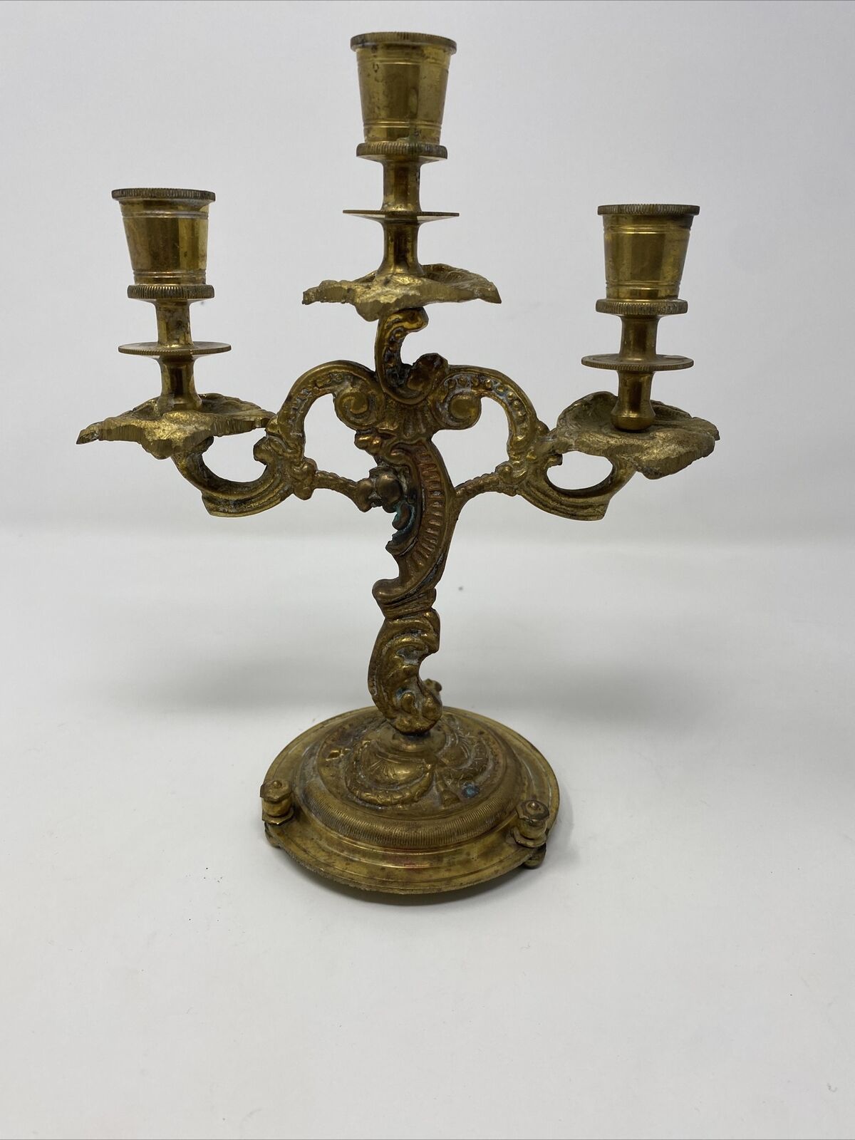 Antique Vintage Boho French Brass Candlestick Candleabra
