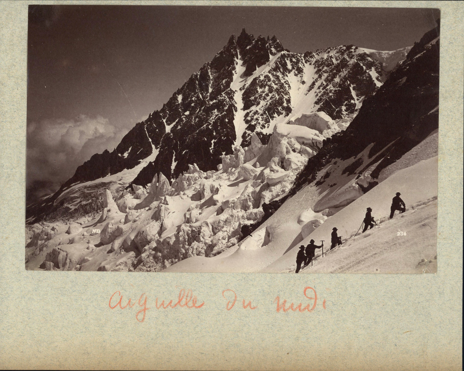 Neurdein, France, Aiguille du Midi, Cordée d'Alpinistes vintage albumen pri
