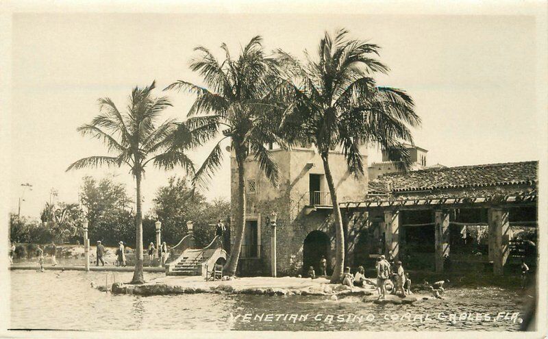 Coral Gables Florida 1950s Venetian Casino RPPC Photo Postcard 11621