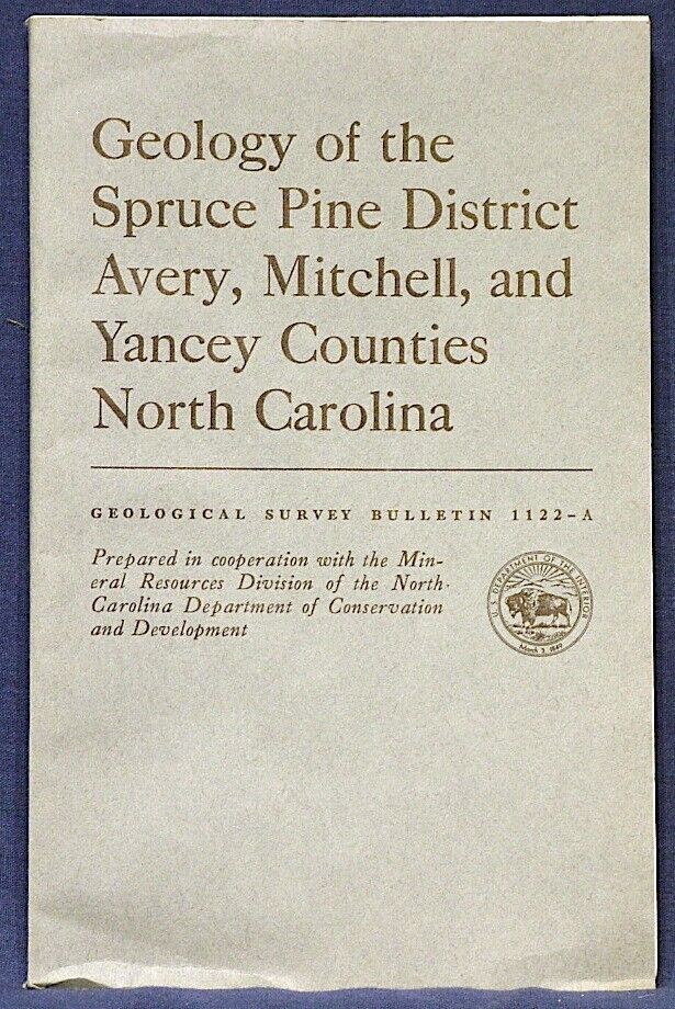 USGS SPRUCE PINE District GEOLOGY North Carolina NC Vintage 1962 With ALL MAPS