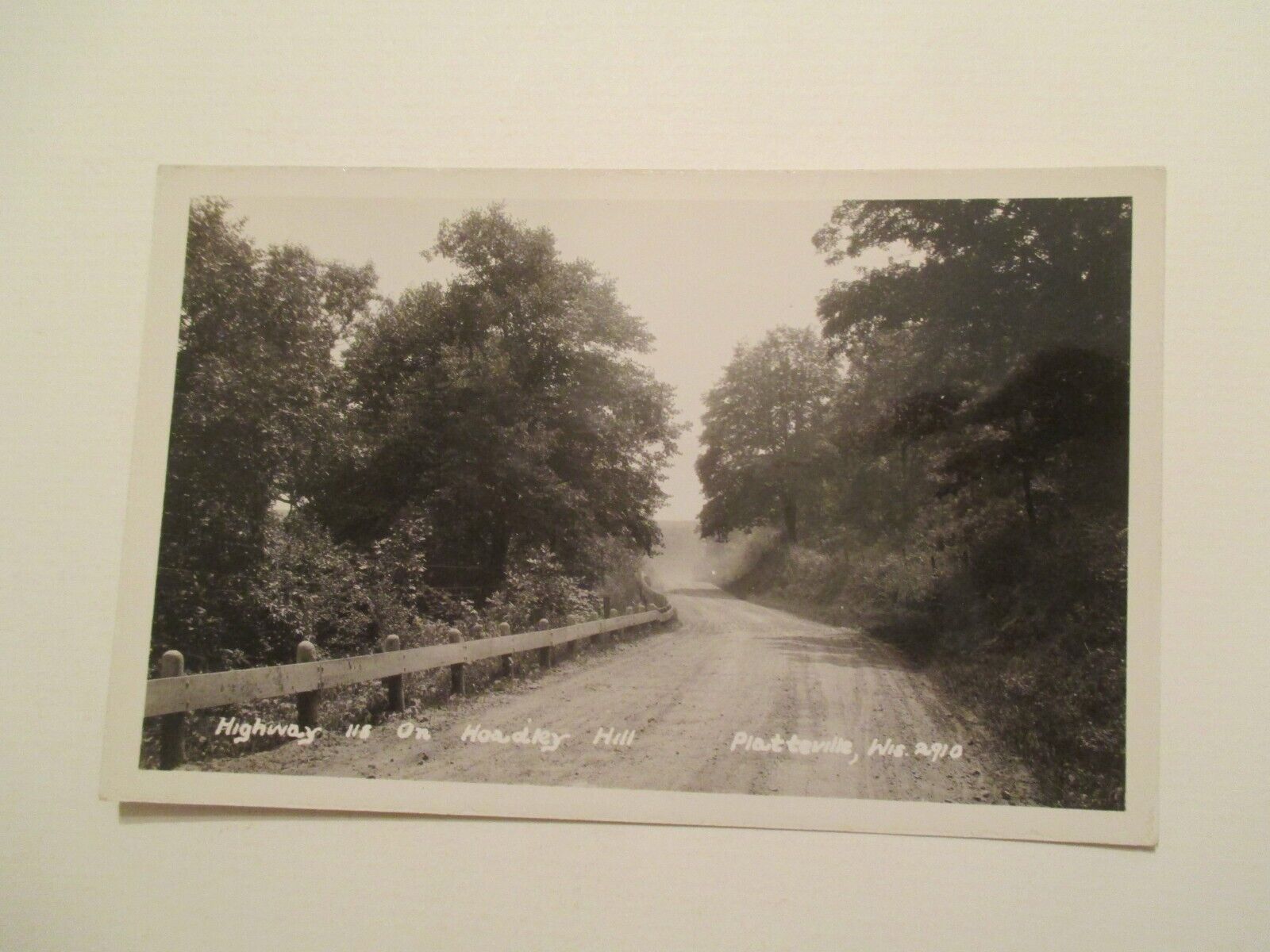 RPPC Platteville Wisconsin Postcard Highway 115 on Hoadley Hill Real Photo WI