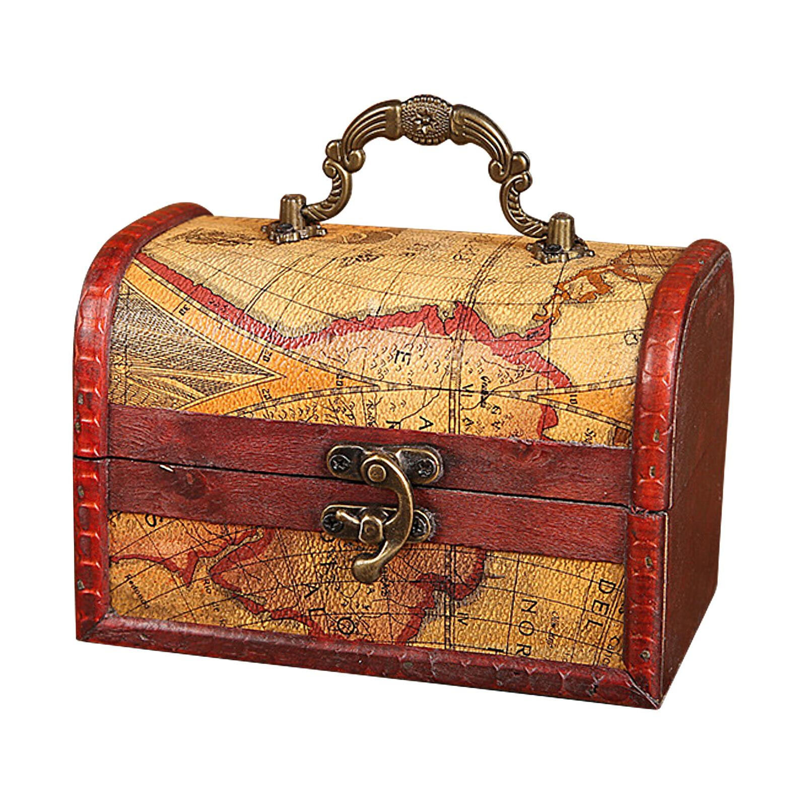 Vintage Wooden Decorative Trinket Box Small Storage Jewelry Box Treasure C hest