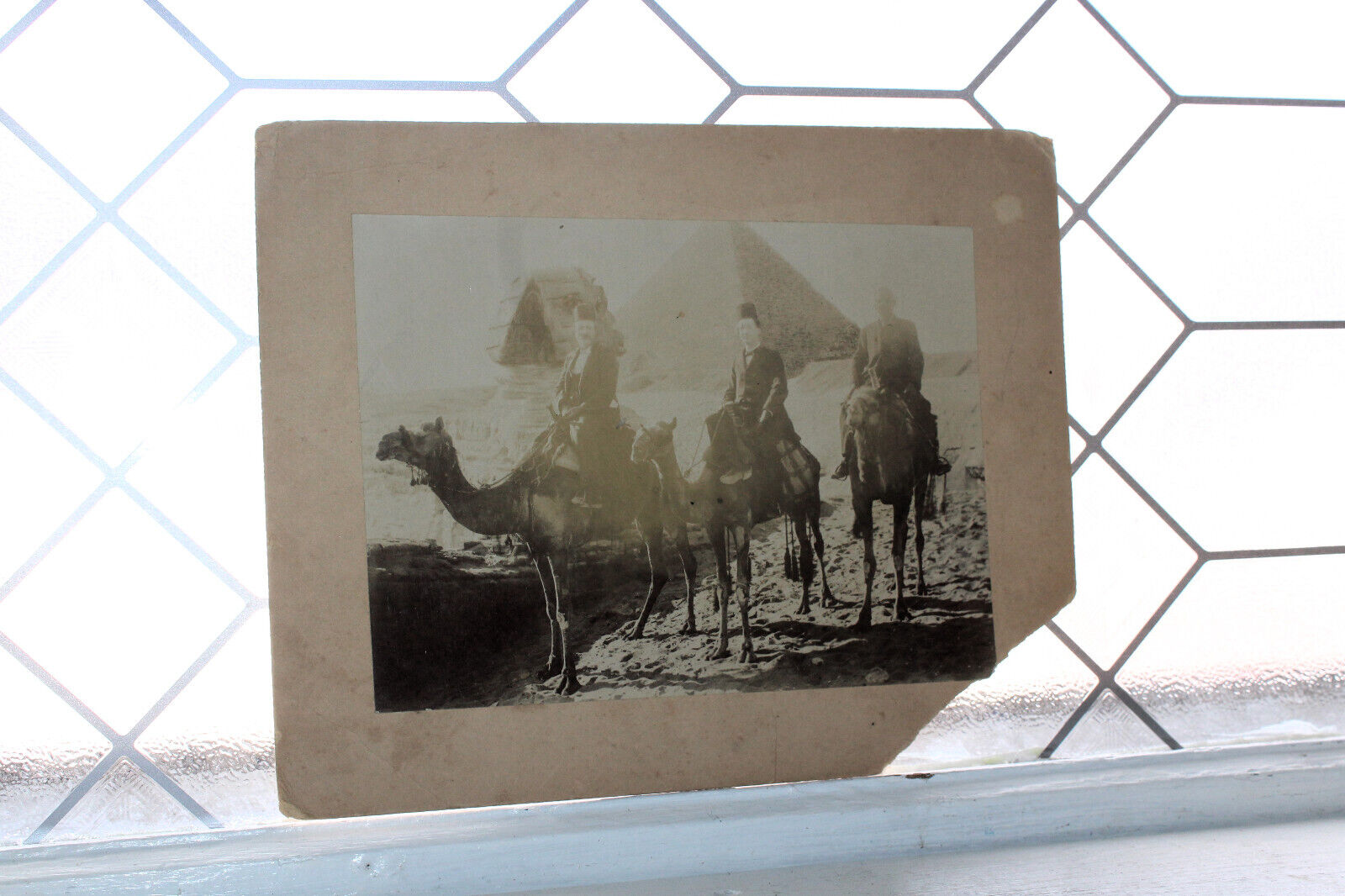Antique Oversized Cabinet Card Photo Egyptian Sphinx and Pyramid