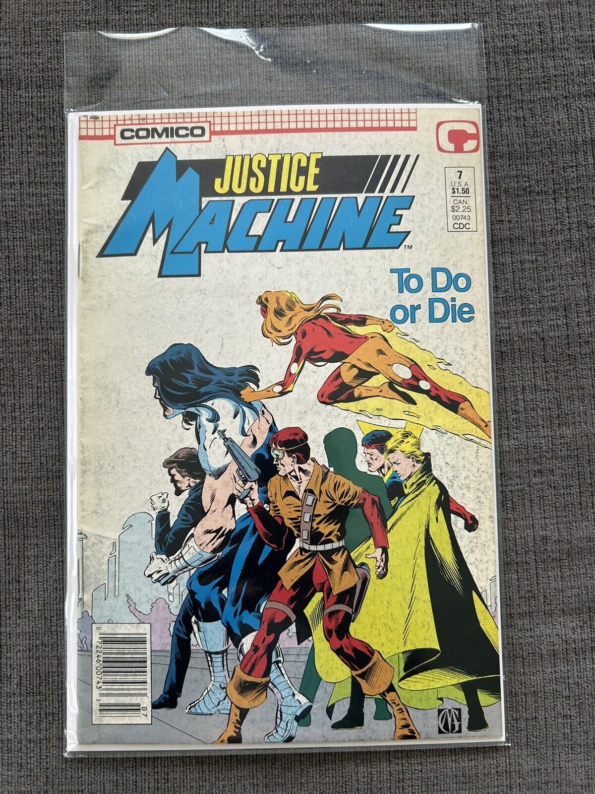 Justice Machine # 7, July 1987, “To Do or Die”, Comico, Pre-Owned VG Condition