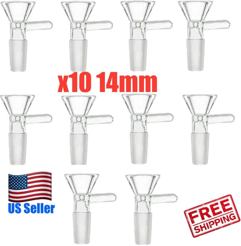 10x 14mm Male Glass Bowl For Water Pipe Hookah Bong  Replacement Head (US Ship)