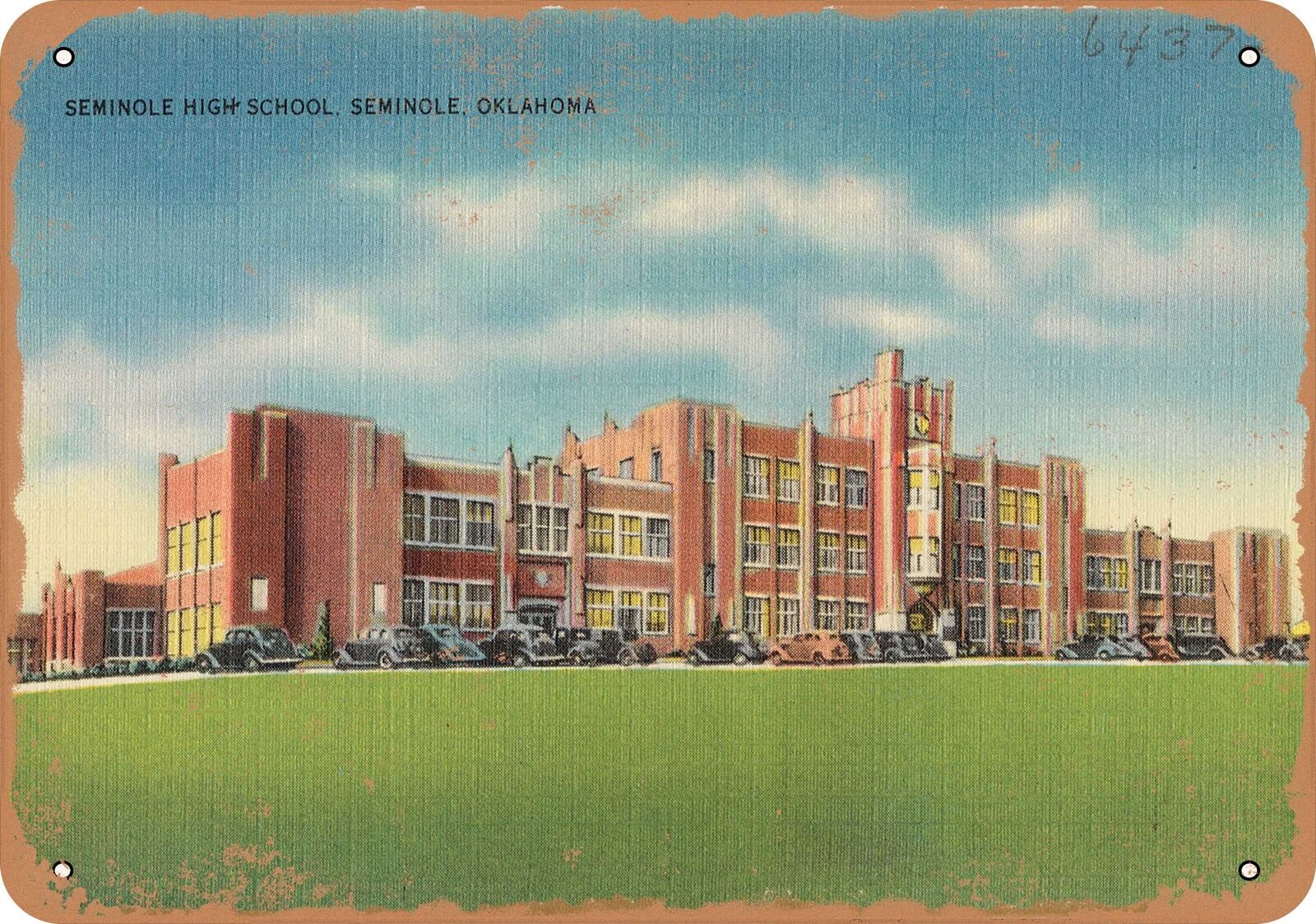 Metal Sign - Oklahoma Postcard - Seminole High School, Seminole, Oklahoma