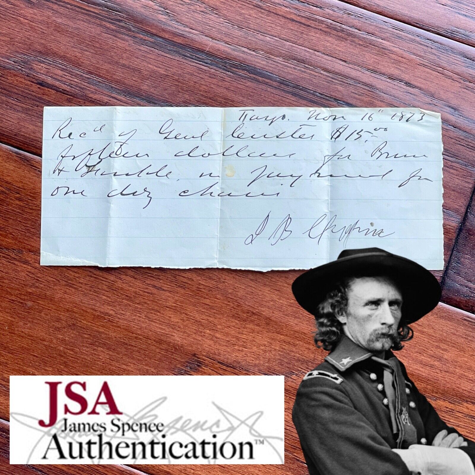 GEORGE CUSTER * JSA * Scarce Autograph REQUISITION Note Signed * Little Bighorn