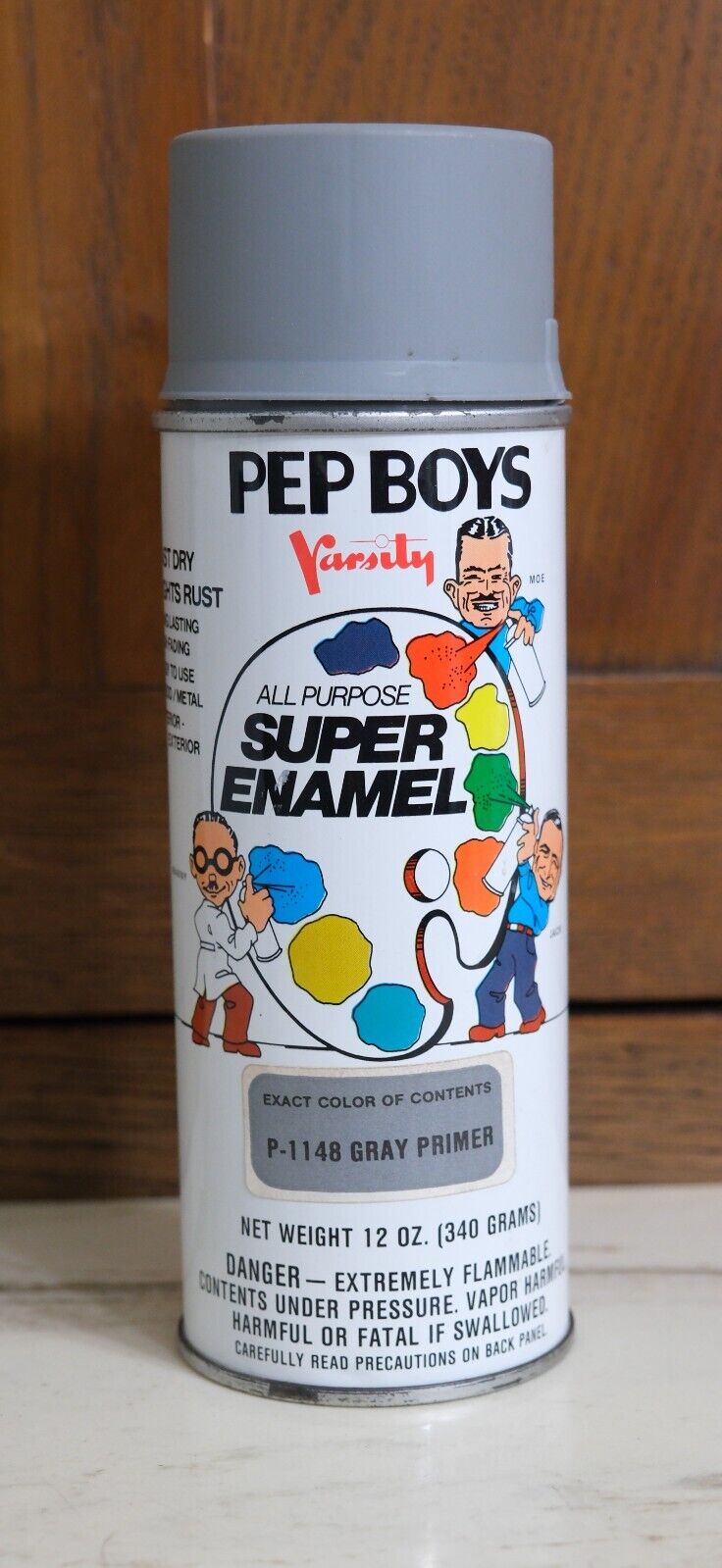 Vtg 1970\'s 80\'s Pep Boys Varsity Super Enamel P-1148 Gray Primer Spray Paint Can
