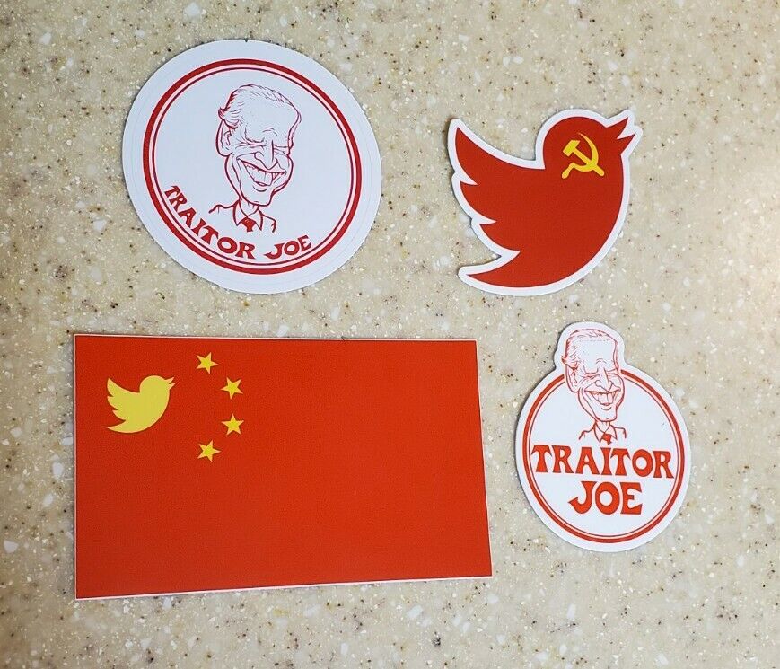 TRADER JOE'S parody 😆 Stickers Lot 4 ANTI BIDEN ANTI COMMUNISM ANTI China 🇨🇳 