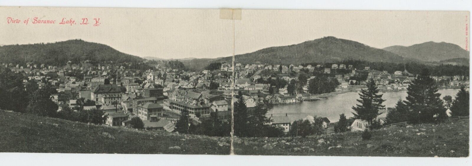Vintage RPPC Souvenir Mail Card Skyline View Adirondacks Saranac Lake NY 1924