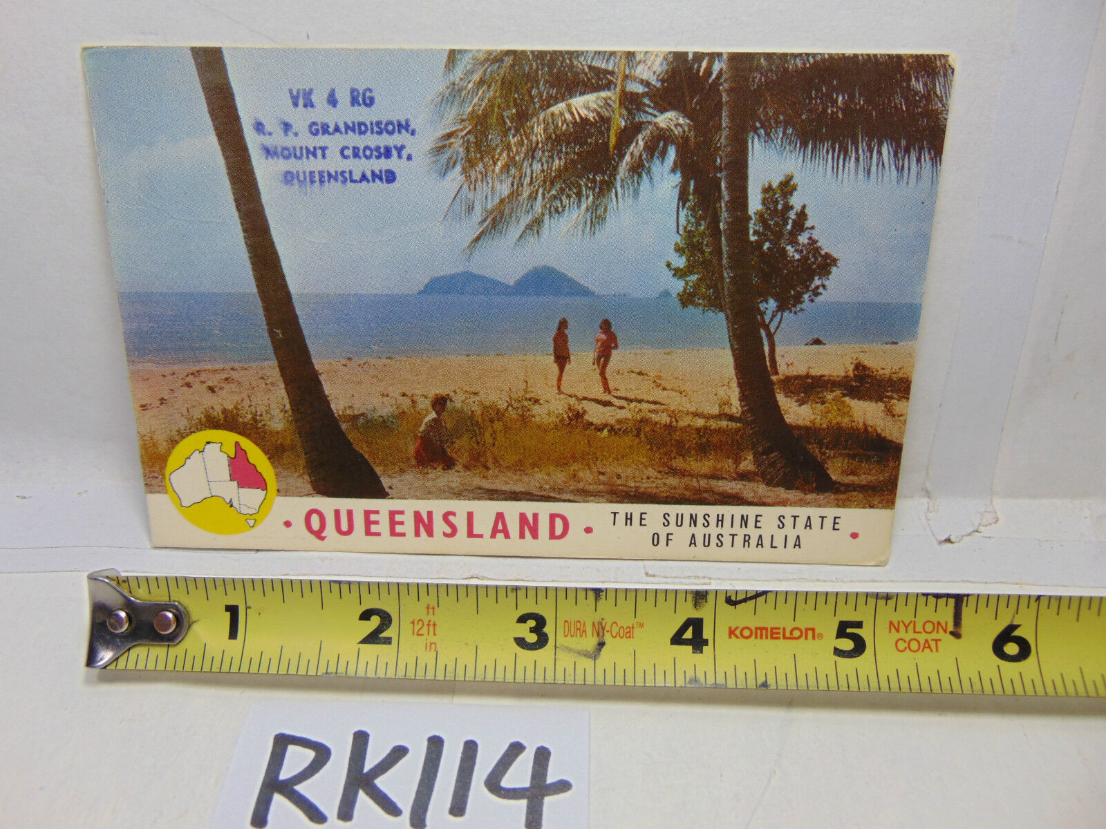 VINTAGE QSL CARD AMATEUR RADIO  HISTORY 1968 QUEENSLAND AUSTRALIA BEACH SCENE 