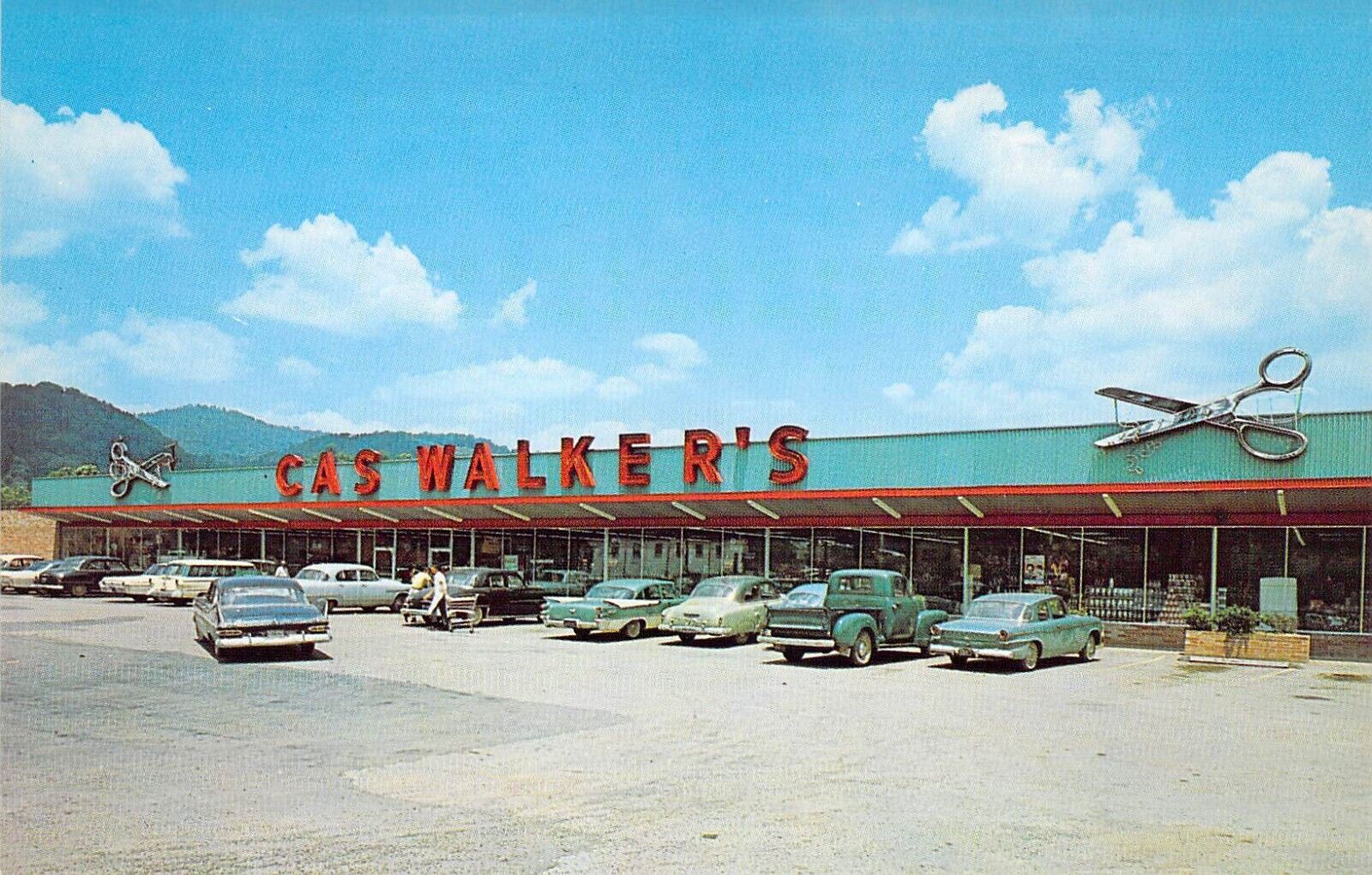 1963 VA Pennington Gap Cas Walkers Grocery Store Giant Scissor RARE postcard A71