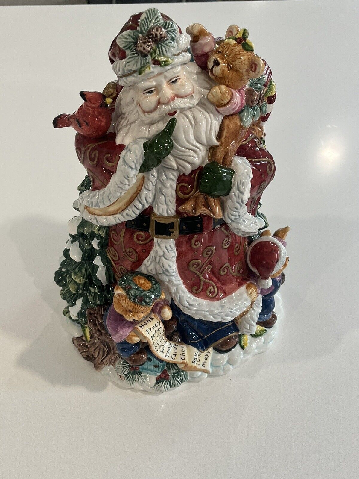 Fitz and Floyd Classics Old Fashioned Christmas Cookie Jar Santa Toy Sack