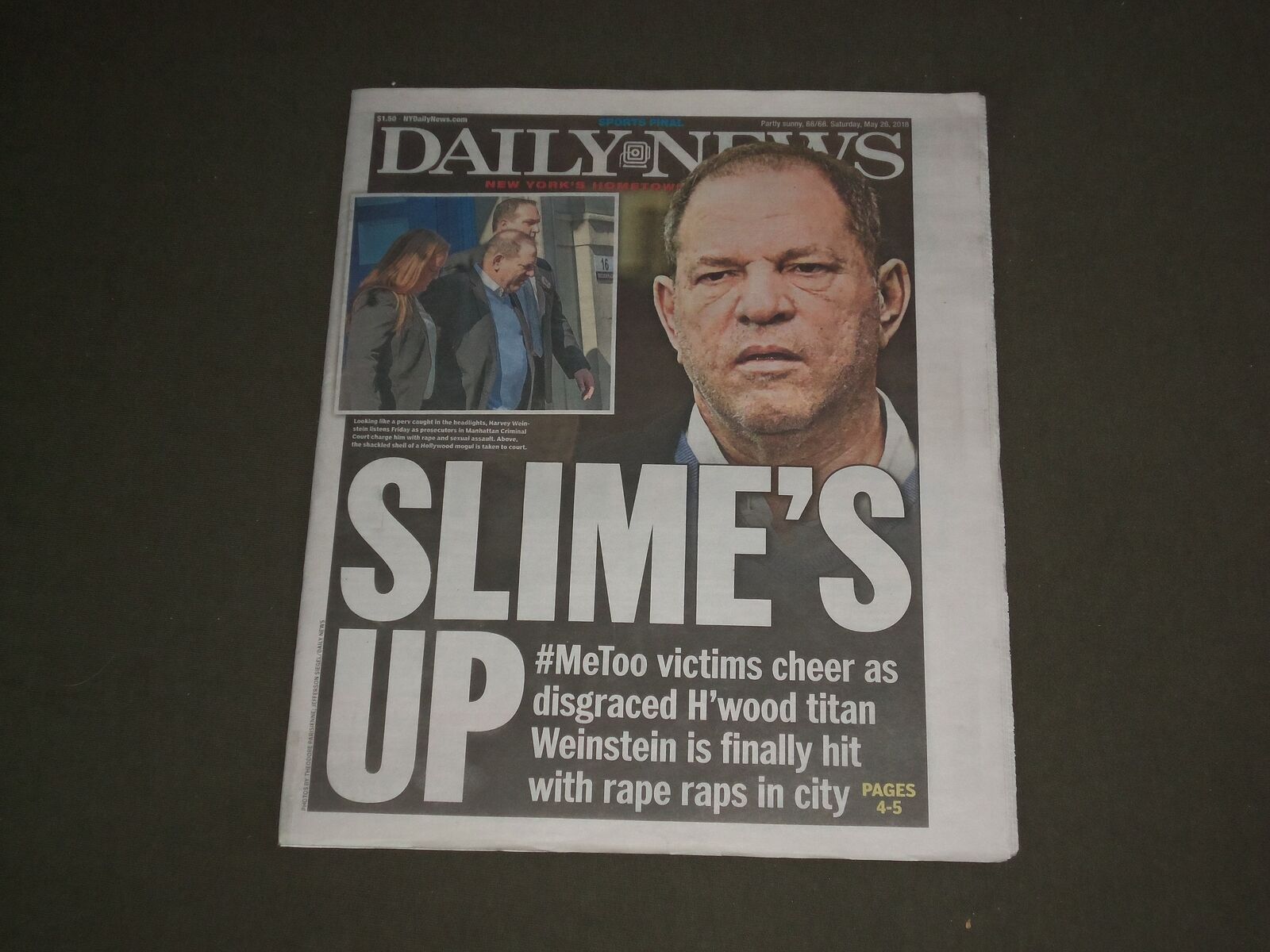 2018 MAY 26 NEW YORK DAILY NEWS - HARVEY WEINSTEIN CHARGED WITH SEXUAL ASSAULT