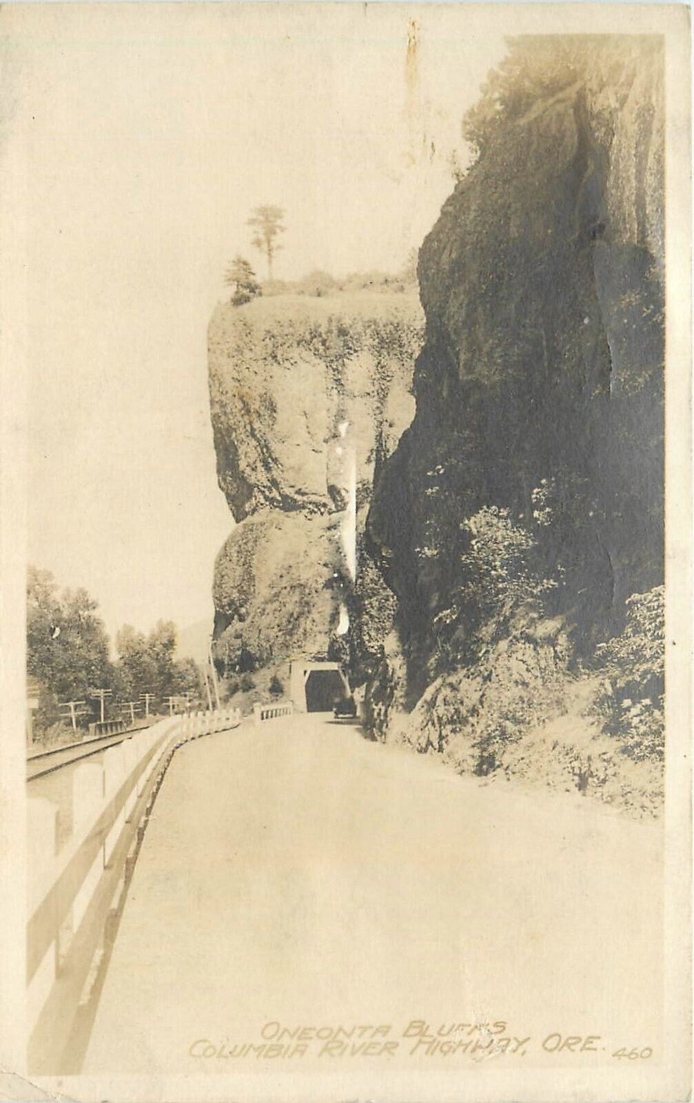 Postcard RPPC 1921 Oregon Columbia River Highway Oneonta bluff Tunnel OR24-2073