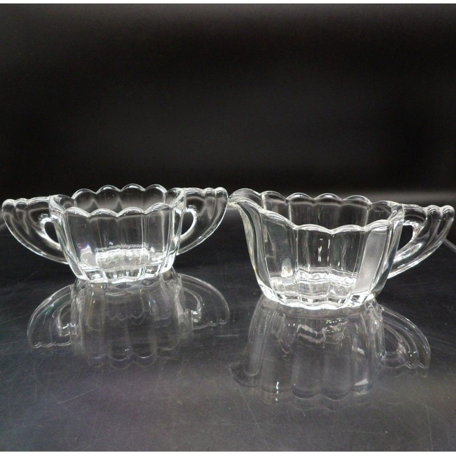Vintage Crystolite Creamer and Open Sugar Set by Heisey Pressed Clear Glass