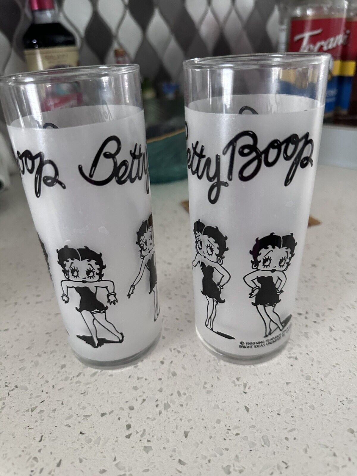 1988 Betty Boop Tall Drinking Glasses (Set Of 2)