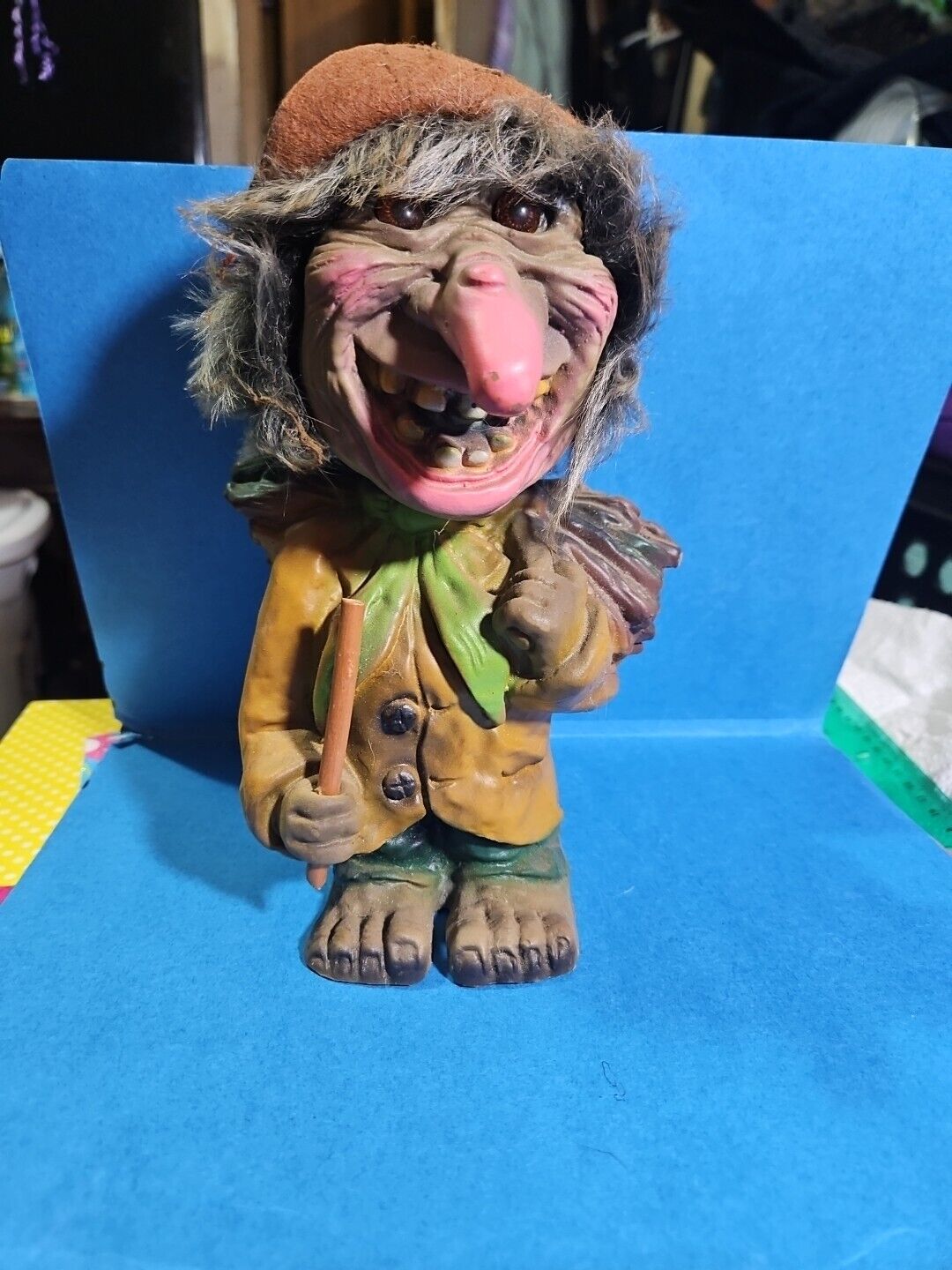 Heico bobblehead troll with wood on his back Vintage Germany 1960