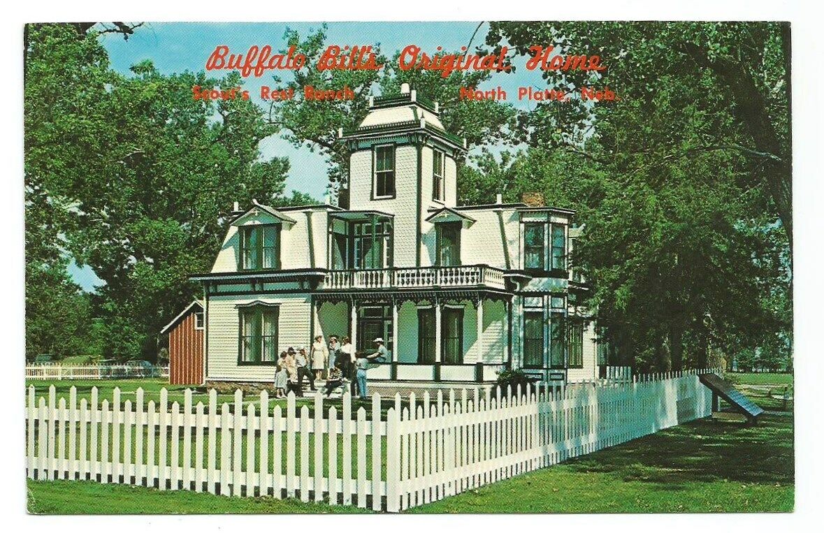 North Platte NE Postcard Nebraska Buffalo Bill Scouts Rest Ranch