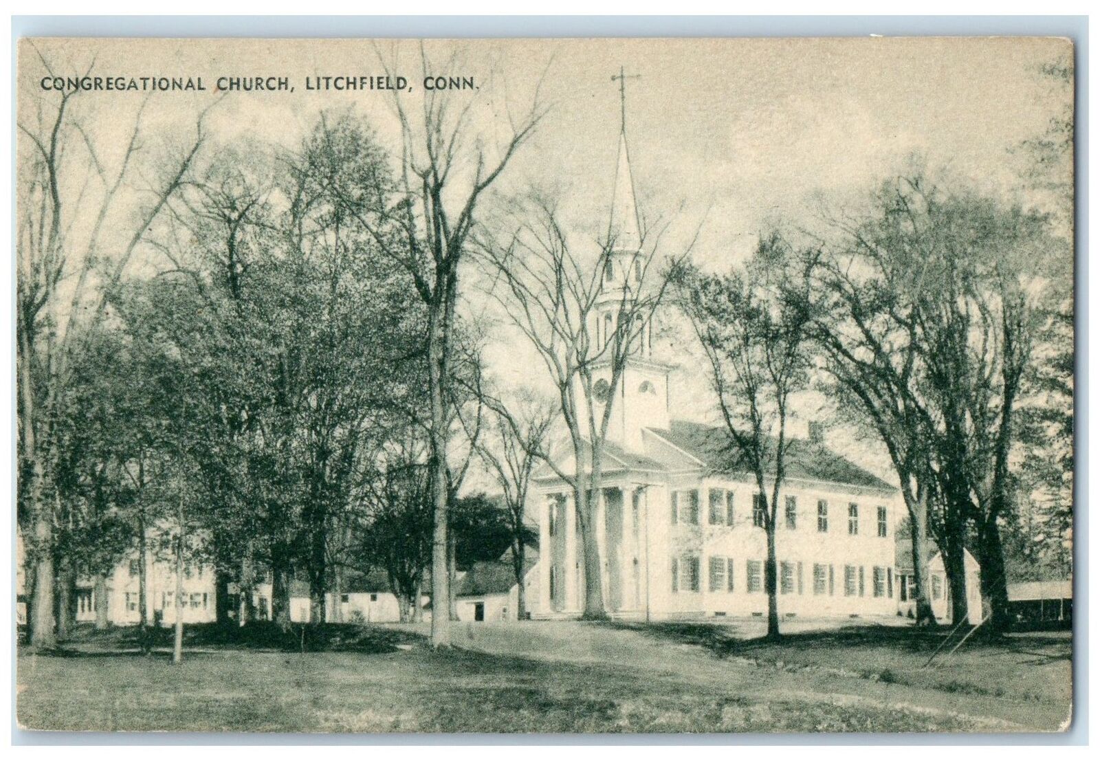 c1910 Congregational Church Building Tower Litchfield Connecticut CT Postcard