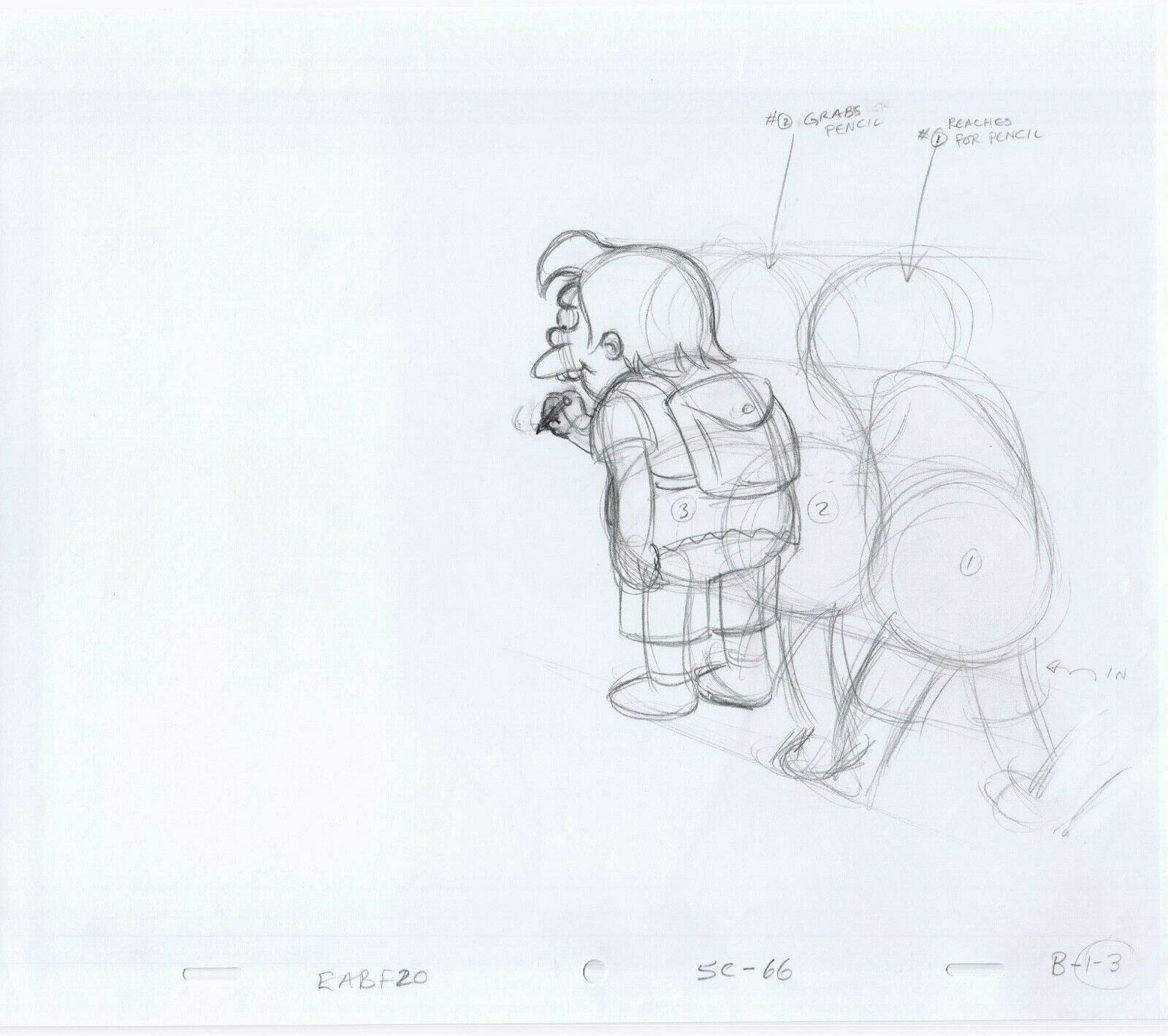 Simpsons Nelson 2003 Original Art w/COA Animation Production Pencils SC-66 B-1-3