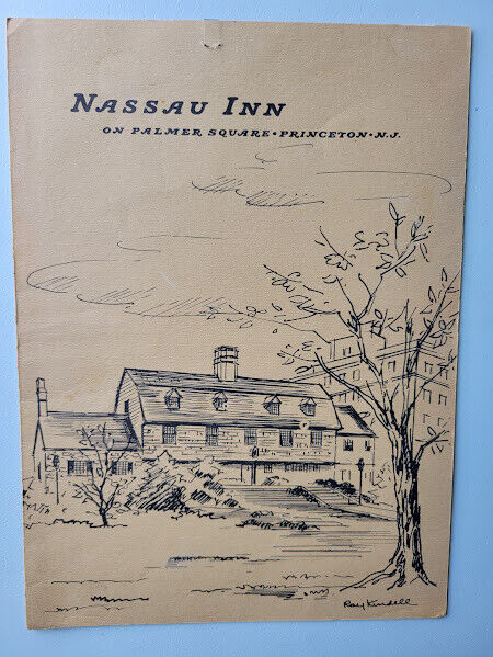 1974 The Nassau Inn Palmer Square Princeton New Jersey Menu Original