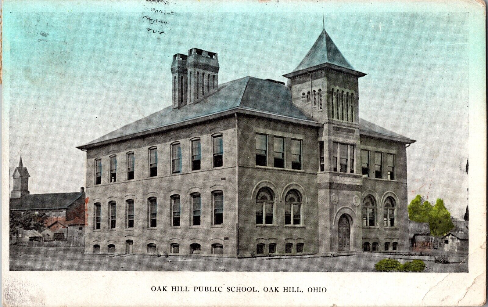 OAK HILL OHIO OH Public School Building c1908 Early JACKSON COUNTY Postcard