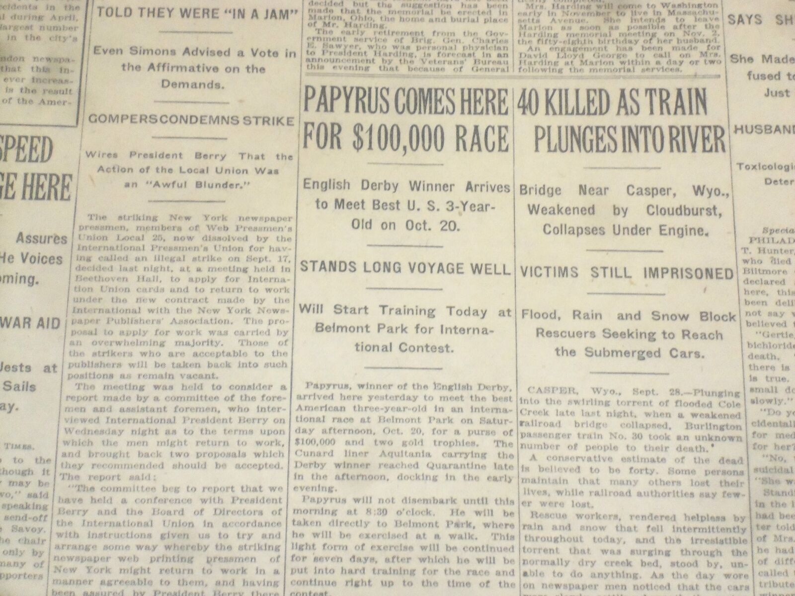 1923 SEP 29 NEW YORK TIMES - PAPYRUS HERE FOR $100,000 RACE - NT 9359