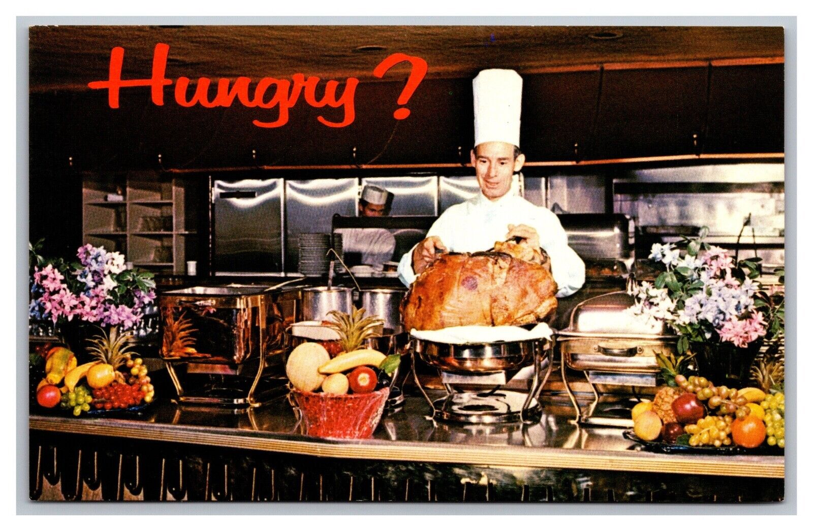 Las Vegas NV Stardust Hotel Buffet Advertising Hungry? Casino Chrome Postcard